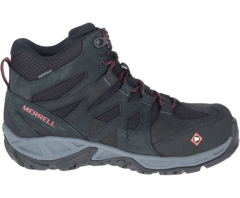 Merrell Boots Black - Siren Mid Waterproof Alloy Toe Work - Womens 61YAOCJDK